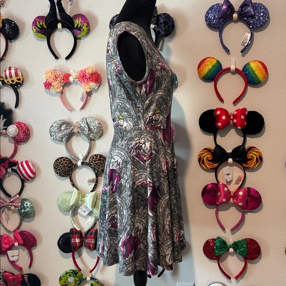 Disney Gray and Purple Villain Print Skater Dress - Picture 4 of 6